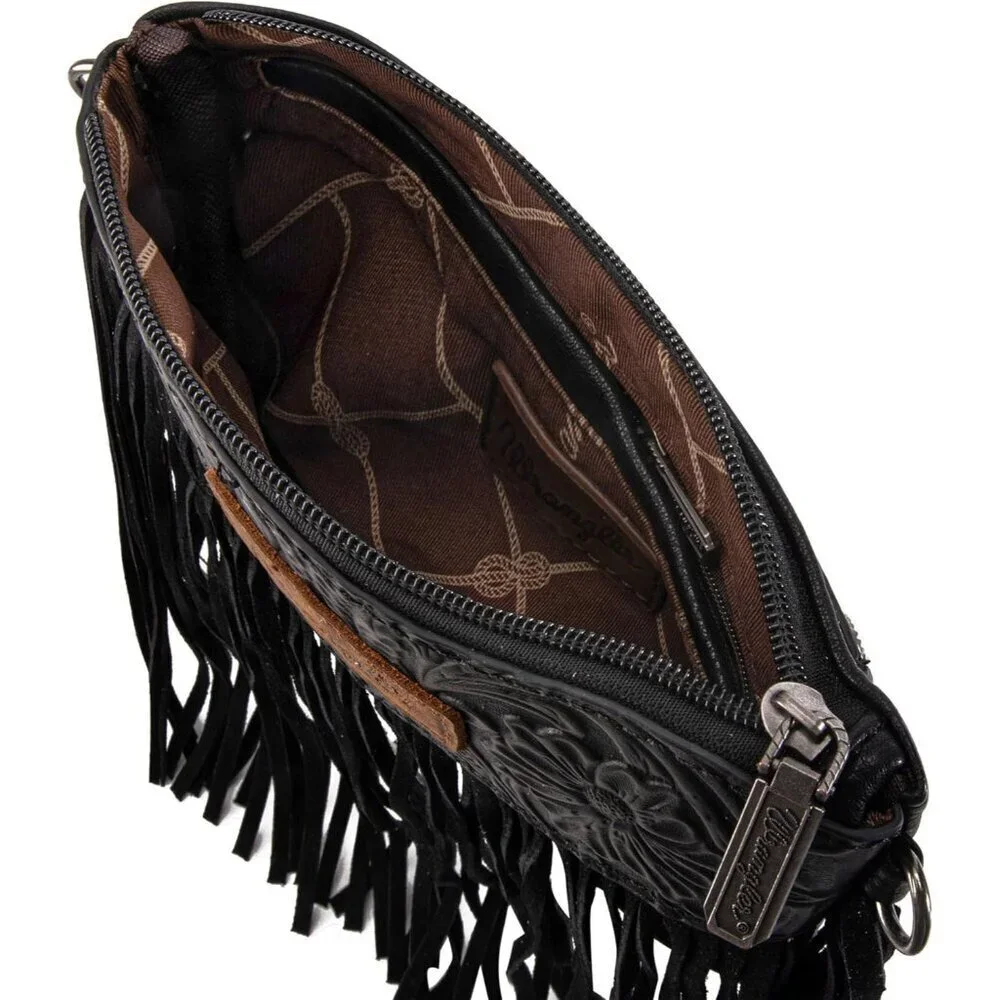 Women Crossbody Purse Fringe Faux Leather Zipper Convertible Small Bag